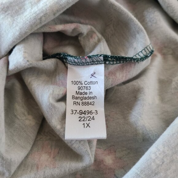 WOMAN WITHIN CHRISTMAS HOLIDAY -SCOOP NECK LONG SLEEVE TEE DESIGN -GREEN- SZ 1X - Picture 7 of 11